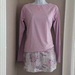 Fila Love Actually tennis golf long sleeve top and skirt set - pink floral - XS
